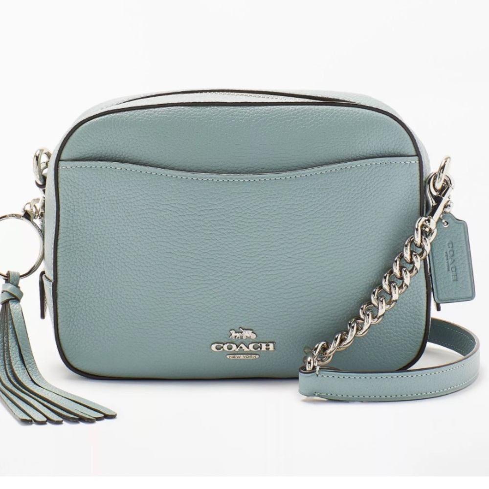 Coach Blue Sage Pebble Leather Bag NWT